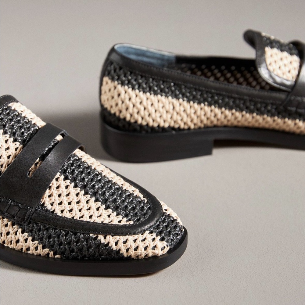 Dolce Vita Black and Cream Woven Loafers